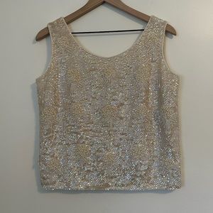 Vintage Oidar & Co Champagne Sequin Top Made in Hong Kong